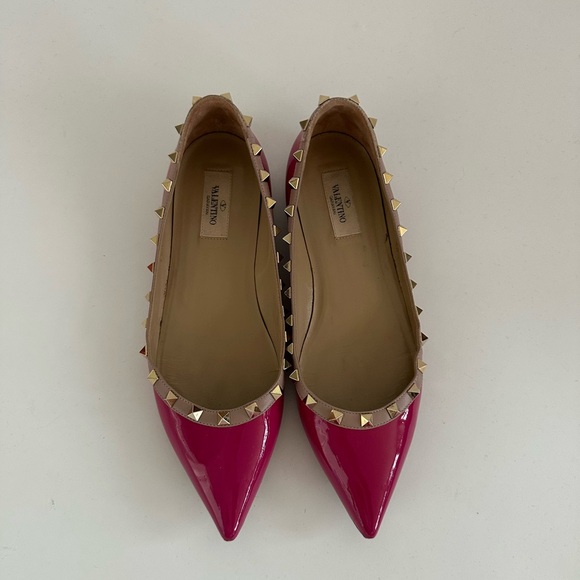 Valentino Black Rockstud Flats 40 (9) - Picture 2 of 7